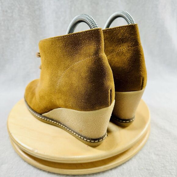 J Crew Womens McAllister Boot Size 8 Brown Suede Wedge Heel Lace Up Desert Boot - Picture 6 of 8